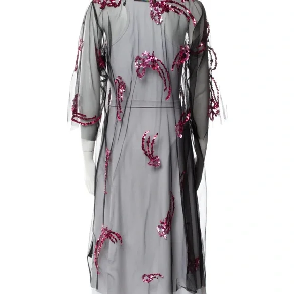 New w/tags LIBERTINE Elegance Meets Hip! Pink SequinSheer Black Robe OS - Picture 3 of 6